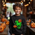 thumbnail image 3 of TBBCWWQY Boys Halloween Sweatshirt Glow in the Dark Dinosaur Pullover Kids Crewneck Long Sleeve Shirt Tops Age 7T, 3 of 6