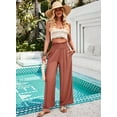 thumbnail image 3 of Yesfashion Womens Elastic High Waisted Palazzo Pants Casual Wide Leg Long Lounge Pant Trousers with Pocket, 3 of 9