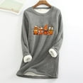 thumbnail image 1 of Hauts pour Femmes Décontractés Chics Col Rond avec Poche Épaissi en Peluche Chaud Manches Longues Blouses en Liquidation, 1 of 5
