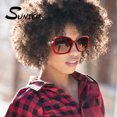 thumbnail image 2 of Sunier  Polarized Square Oversized Burgundy Sunglasses for Women with Sparkly Rhinestone, 2 of 7