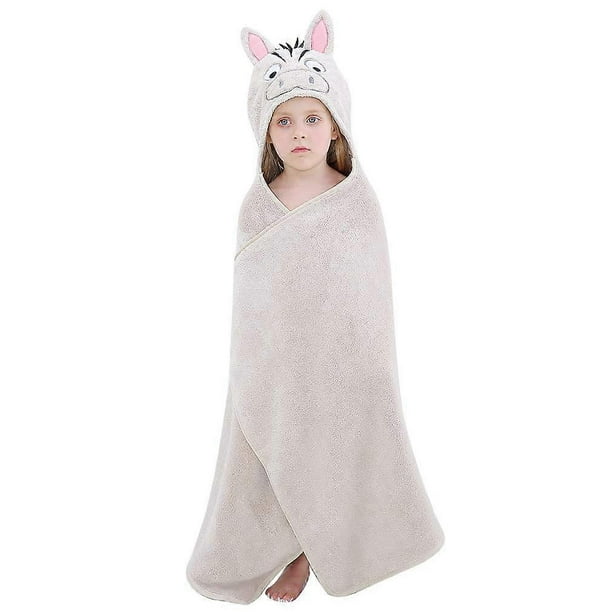 Cartoon Hooded Baby Towel Unisex, Premium Soft Swimming Bathrobe Large Washcloth 31.5" X 53", Fits 0-9T - Zebra