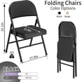 thumbnail image 4 of YLGJ Metal Folding Chairs Set of 2, PU Padded Stackable Black, 4 of 7