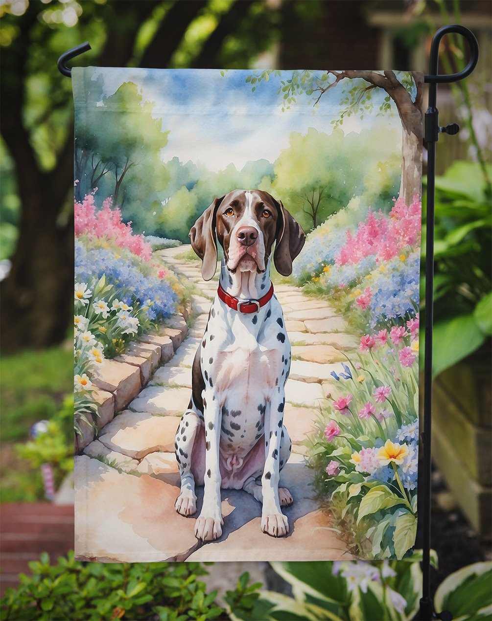 Pointer Spring Path Garden Flag 11.25 in x 15.5 in