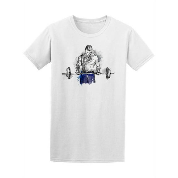 Sketch Of Man With Barbell Sport T-Shirt Men -Image by Shutterstock, Male 3X-Large