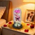 thumbnail image 4 of JWshufel LED Rose Night Light Preserved Flower Butterfly Ornament with Foil Accents and Decorative Base Romantic Table Lamp for Bedroom Desk Window Sill Valentine Gift Pink 8.7x4.3x3.5in, 4 of 6