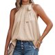 thumbnail image 1 of Qarigey Blusa sin mangas Mujer Camisa cómoda de gasa suelta Fecha de cumpleaños Baile Top Playa Vacaciones Oficina Ropa de verano Prendas para la parte del cuerpo champán M Qarigey AP011046-14, 1 of 5