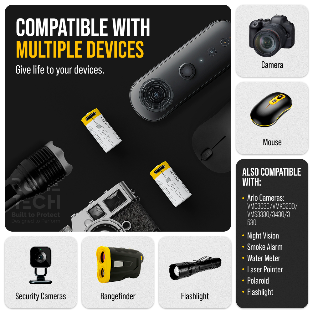 Tedee RCR123A – Batterie Ricaricabili Per Tedee GO – 700 MAh, 3,7V, Con Cavo USB A Tripla Uscita – 3 Pezzi