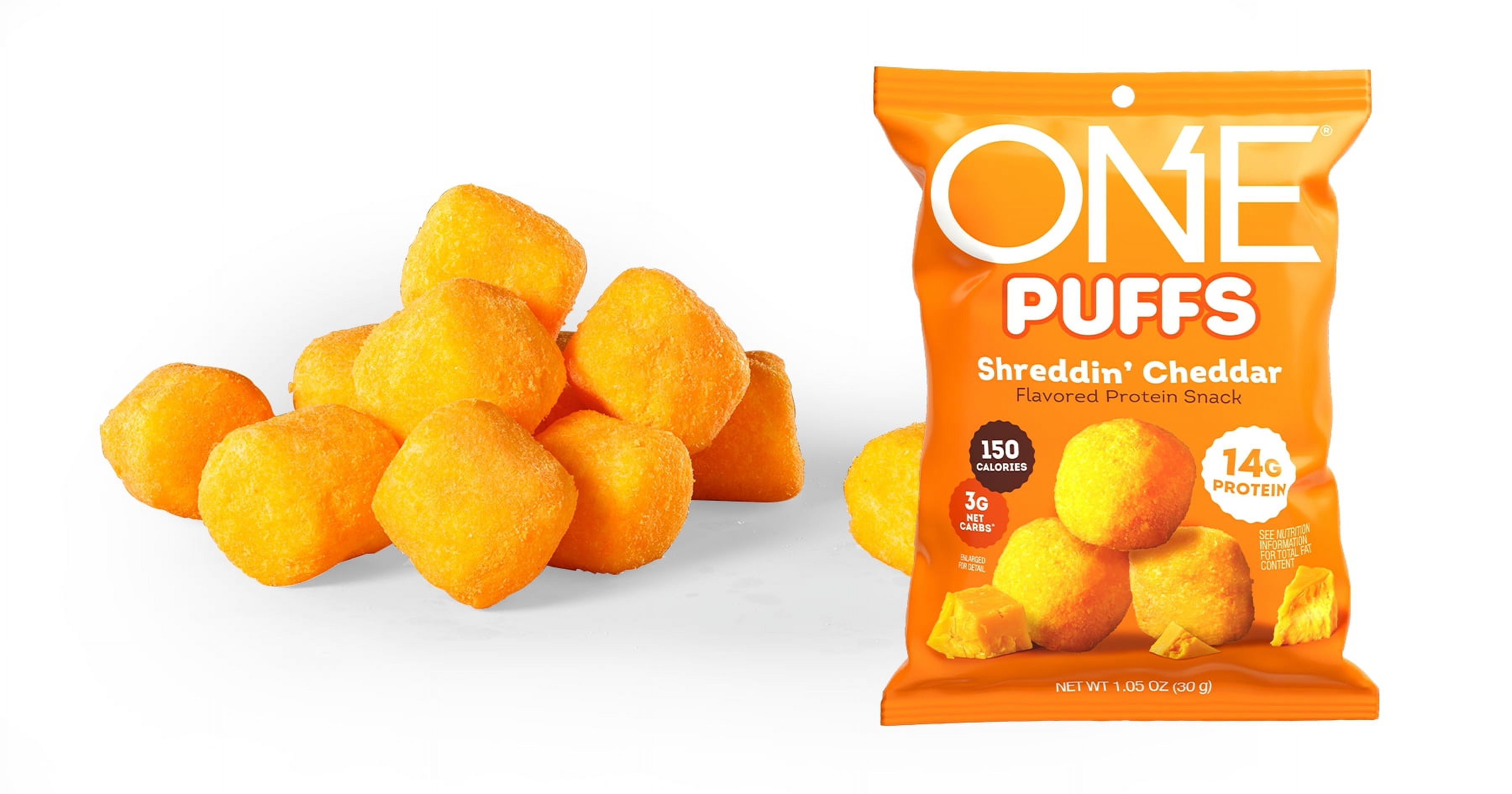 (4 pack) ONE Puffs Shreddin' Cheddar Protein Puff, 14g Protein, 1.05 oz