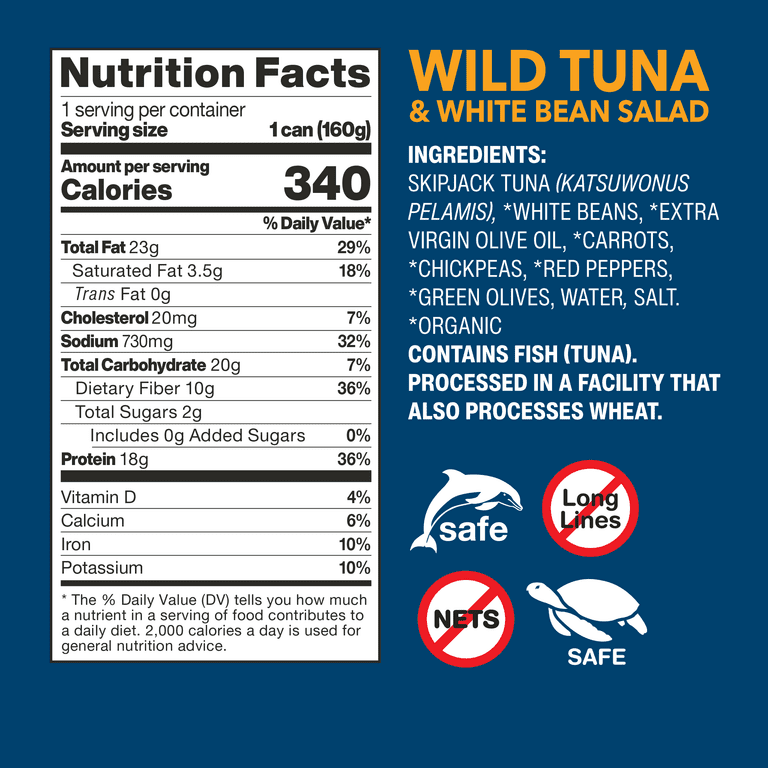 Pack of 12, Wild Planet Wild Tuna & White Bean Salad Ready-To-Eat Meal, 5.6 oz