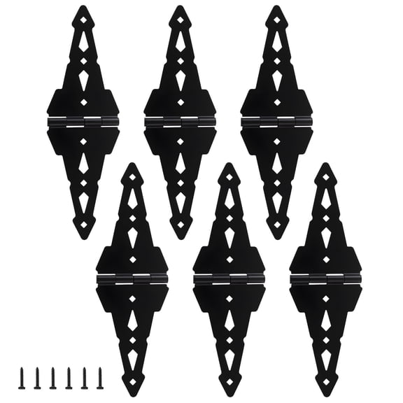 WellMade 8 in. Strap Gate Hinge, Heavy Duty Black Steel Hinge with Screws for Fence, Barn and Garage, 6 pack