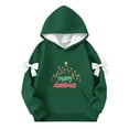 thumbnail image 5 of Lorytime Hoodies for Girls with Pockets Boys Merry Christmas Bow Sweatshirt Long Sleeve Tops Drop Shoulder Pullover Green, 5 of 5