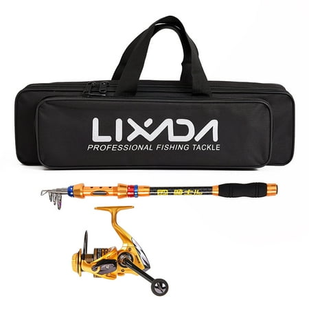 Lixada Spinning Fishing Reel and Rod Combo Portable Telescopic Fishing Pole Reel Set with Fishing Tackle Bag Carrier Case for Sea (Best Rod And Reel For Deep Sea Fishing)