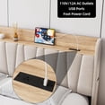 thumbnail image 4 of Bingirl Queen Size Linen Upholstered Bed Frame with Storage Headboard Drawer and Charging Station. Platform Bed without the Need for a Box Spring, Beige, 4 of 8