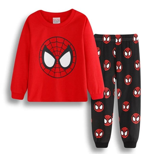 Pijamas de Spiderman para niños y niñas, ropa de dormir de manga larga, traje de Mickey Mouse, ropa de dormir de Frozen, otoño