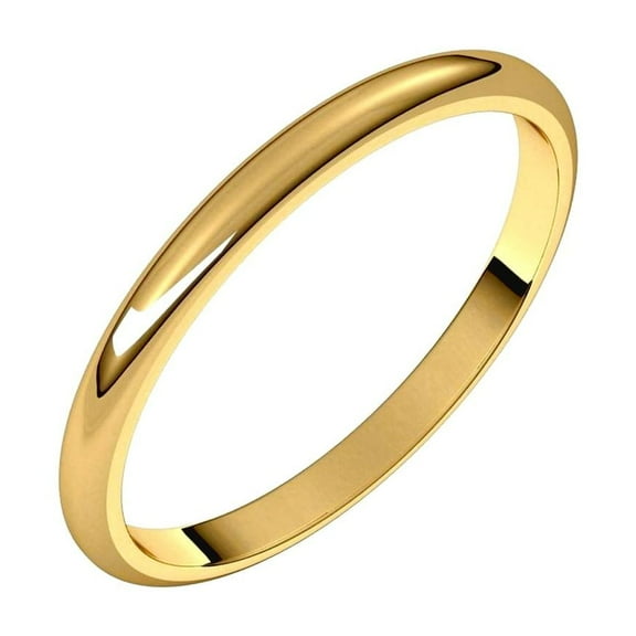 14k Yellow Gold 2mm Half Round Band Ring Size 7.5 Ring for Women and Men - 1.8 Grams