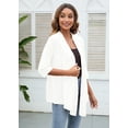thumbnail image 5 of SHOWMALL Women's Casual Lightweight Open Front Cardigans Soft Draped 3/4 Sleeve Cardigan, US Size XL, White, 5 of 8