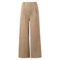 thumbnail image 3 of Arlun Womens Stylish Dressy Pants Wide Leg Stretchy Pure Color Work Pants with Pockets Elastic Waist Pleated Front Business Casual Slacks for Everyday Wear Coffee XXL, 3 of 3