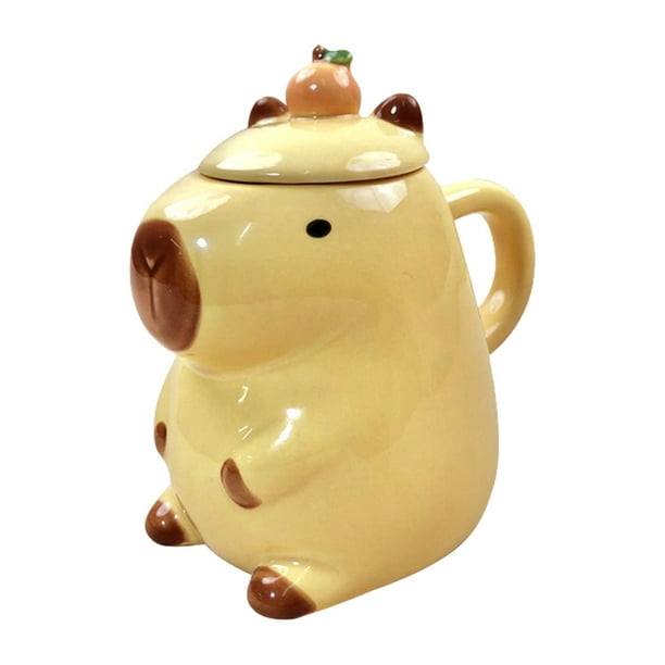 Linda taza de cerámica de carpincho, leche, té, taza de café, 15 , regalo para niños, taza de café para regalos de mesa de Acción de Gracias
