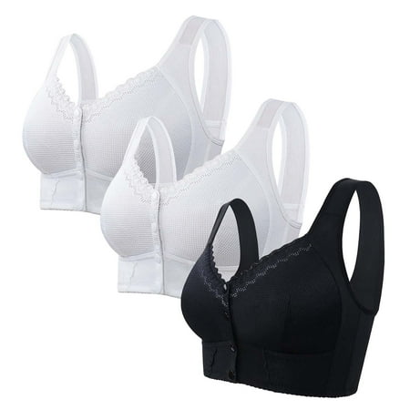 Pavied Bras for Women Wireless Bras Moona Bra For Senior Front Closure Breathable Bra For Seniors Wirefree Bras For Older Women Bralettes for Women Lace Bralette clearance sales Black 4 50