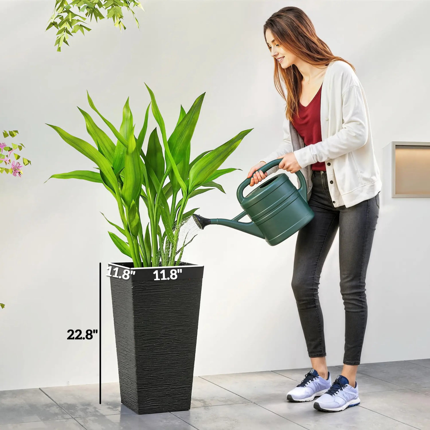 Set of 3 Plastic Flower Pots