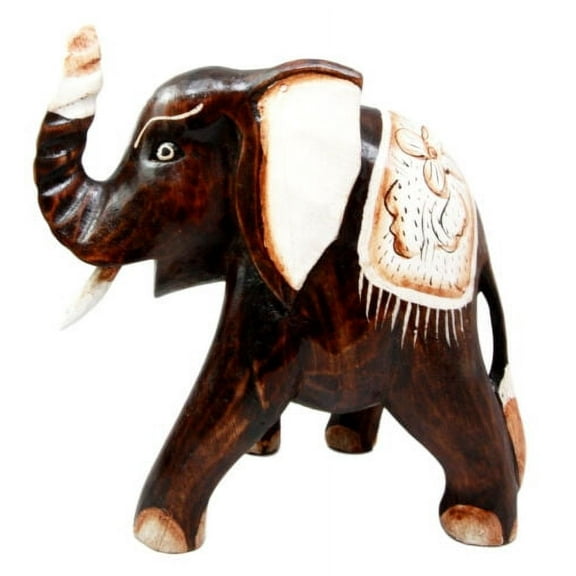 Balinese Wood Handicrafts Safari Jungle Festival Parade Elephant Figurine 10"H