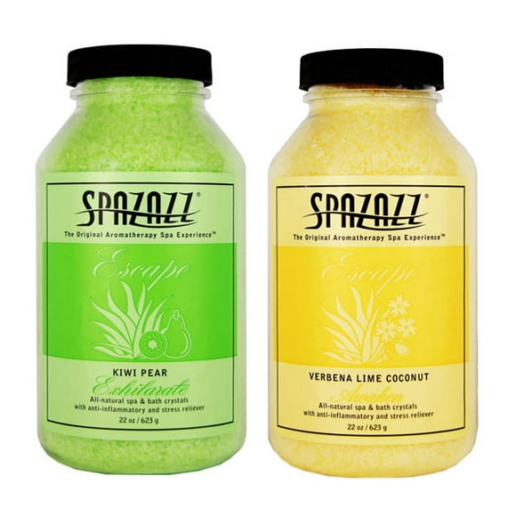 Spazazz Aromathérapie Spa et Cristaux de Bain - Kiwi Poire/verveine Citron Vert Noix de Coco 2PK