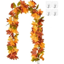 Coolmade 2 Pack Maple Leaves Fall Garland - 6ft/Strand Artificial Fall Foliage Garland Colorful Autumn Decoration for Home Wedding Party Thanksgiving
