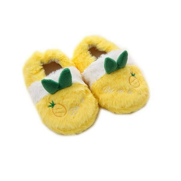 Otqutp Toddler Breathable Sneakers Children's Boys Girls Winter Cute Peach Warm Plush Cotton Slippers for 2-9 Years Comfortable Shoes (Yellow,8-9 Years)