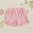 thumbnail image 2 of oqasdz Girls Shorts Toddler Baby Casual Summer Gingham Plaid Seersucker Elastic Waist Ruffles Hem Bottoms Shorts Size 12 M-18 M, 2 of 6