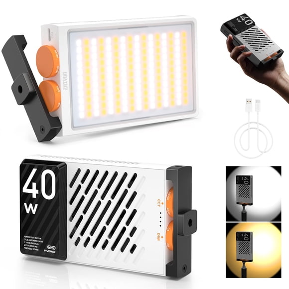 ZHIYUN FIVERAY M40 Lumière Vidéo [Officielle], Lumière d'Appareil Photo Portable 40W, 14000 Lux, CRI/TLCI 96+ 2700-6200K, Panneau LED 320g Éclairage de Photographie Reflex Numérique, L