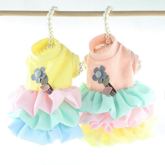 SPRING PARK Pets Clothes, Adorable Tutu Dog Dress Flower Decoration Puppy Dog Princess Dresses for Summer