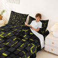 thumbnail image 4 of Manfei Bold 3D Square Bed Sheets, Neon Glow Fuul Size Sheets, Black Yellow, Black Reversible 4 Pieces1 Flat Sheet + 1 Fitted Sheet + 2 Pillowcases, 4 of 6