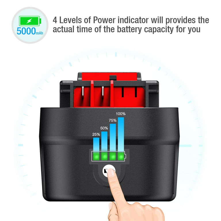 Powerexra 2-Pack 18 Volt 3700mAh Replacement Battery for Black & Decker  HPB18, HPB18-OPE Firestorm A1718, FS18BX 18V Tools Batteries