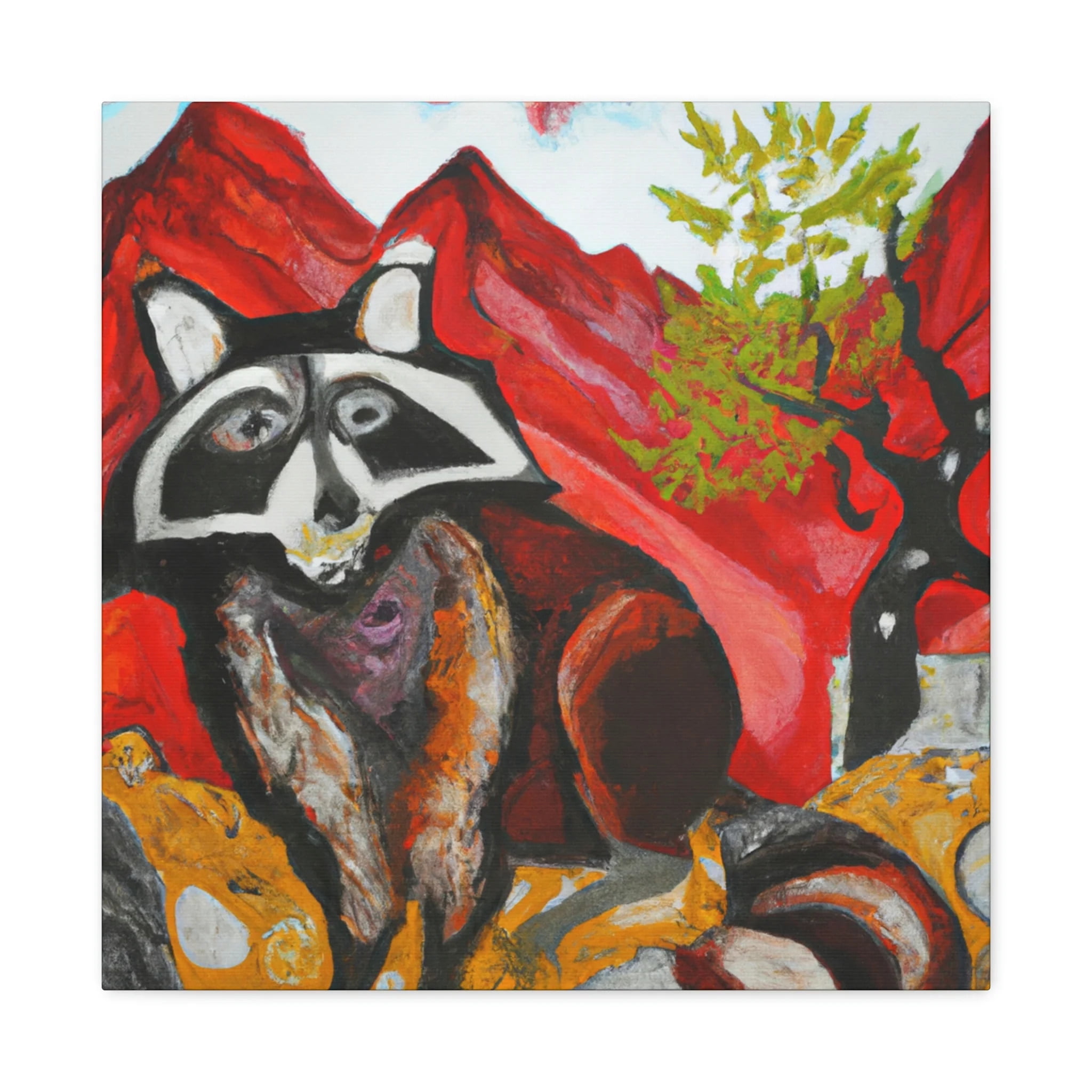 Raccoon's Colorful Mask - Canvas - Walmart.com