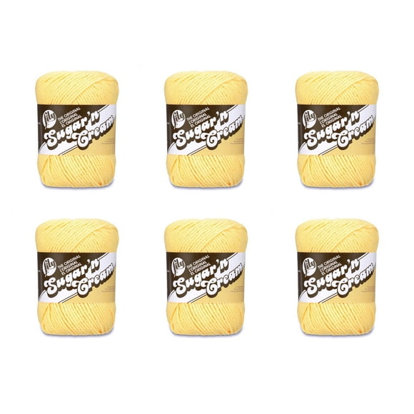 Lily Sugarn Cream Yellow Yarn - 6 Pack Of 71G25Oz - Cotton - 4 Medium (Worsted) - 120 Yards - Knittingcrochet