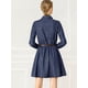 thumbnail image 5 of Vestido Acampanado De Camisa Allegra K Sobre La Rodilla De Manga Larga Con Cinturón Algodón Para Mujeres Azul oscuro L, 5 of 6