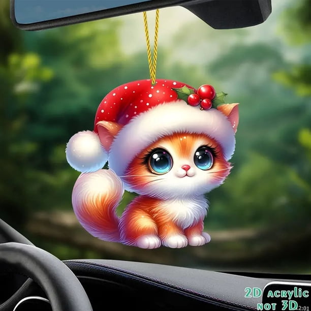Decoración del hogar, decoración de habitaciones, decoración de paredes, gorro navideño, gatitos lindos, decoraciones navideñas, decoración interior de coche plano transfronterizo, colgante, llavero,