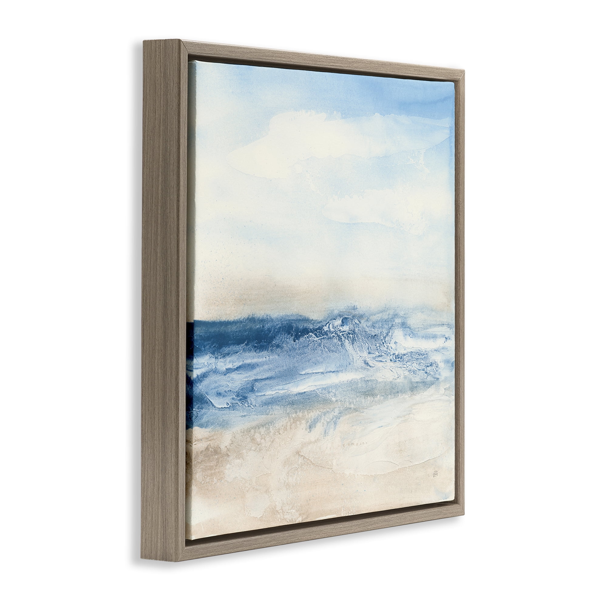 Stupell Industries Abstract Surf & Sand Nautical & Beach Painting Brown Floater Framed Canvas Art Print Wall Art, 25 x 25