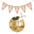 thumbnail image 4 of CIMAXIC easter 2PCS Easter Burlap Pennant Flags Banners Rabbit Wave Point Banners Garland for Easter Party Decorations (White + Pink),118.11"X6.69"X0.04", 4 of 5