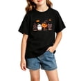 thumbnail image 2 of SOFTCCLO Girls T Shirts Short Sleeve Crewneck Graphic Tees Halloween Themed Print Stylish Casual Holiday T-Shirts for Girls Size 3-4Y, 2 of 5