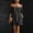 Black, variant on Women's Off-Shoulder Linen-Look Dress Puff Sleeve Casual Mini Dress with Pockets Pink M