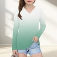 thumbnail image 2 of zbxnLI Girls V Neck Long Sleeve Shirts Teen Girls Gradient Graphic T-Shirts Casual Loose Basic Tees, 2 of 8