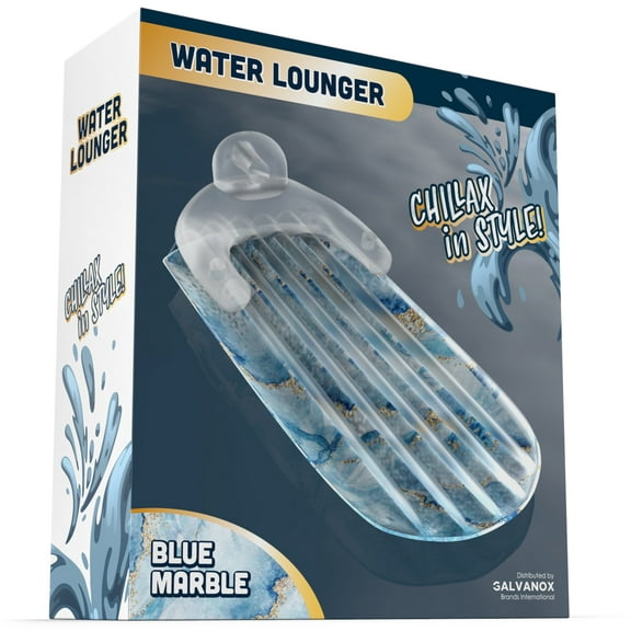 Pool Float for Adults, PoolSense Inflatable Heavy Duty Lounge Chair Recliner Floaties for Swimming/Tanning - Blue Marble