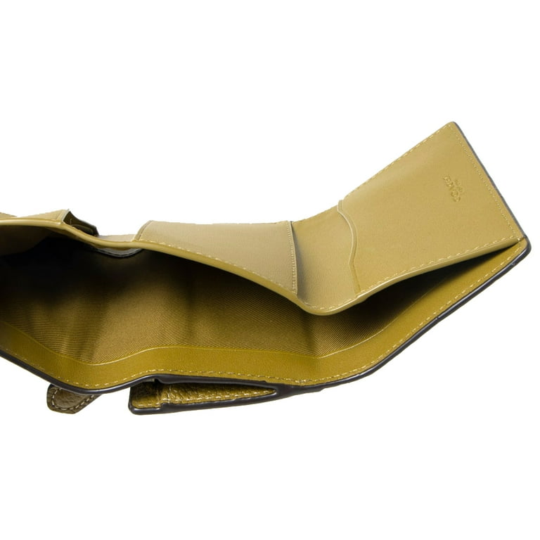 小物 Coach Trifold Wallet Pebble Mustard Coach Men's Pebbled Leather Small Trifold Wallet (Saddle