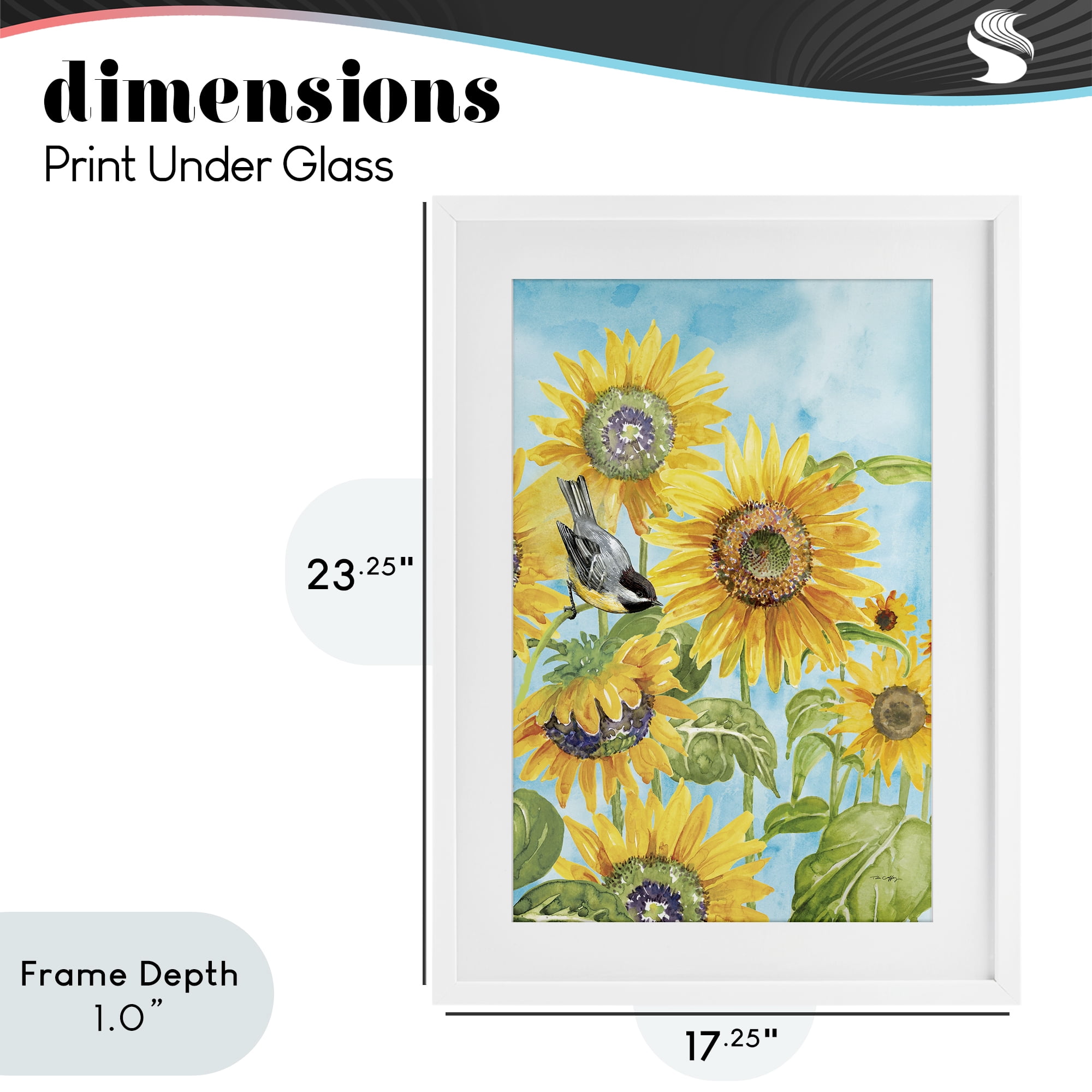 Stupell Industries Sunflower Honey Bird White Framed Print Under Glass, design by Tim Coffey