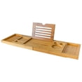 thumbnail image 2 of Bathtub Caddy Tray Bamboo Spa Bathtub Caddy Organizer Book Tablet Holder Reading Rack Nonslip Bottom Extendable Sides, 2 of 7