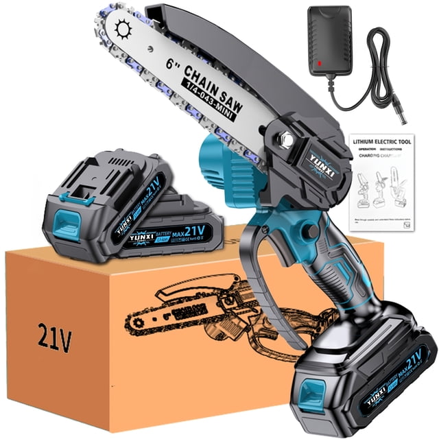 21V Cordless Mini Chainsaw, 6" Portable Handheld Electric Saw with Safety Lock, Rechargeable for Tree Trimming & Yard Work