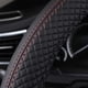 thumbnail image 2 of Funda para volante de coche (negro y rojo), de cuero, 37-39 cm, antideslizante, transpirable, de fibra de carbono, elástica, universal y profesional., 2 of 5
