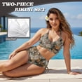 thumbnail image 3 of Xoenoiee Hunting Camo Print Women's 2 Piece Bikini Set V Neck Bathing Suits for Women Adjustable Spaghetti Straps High Cut Swimsuit 2026, 3XL, 3 of 7