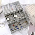 thumbnail image 4 of Organizador de joyas de acrílico con 3 cajones Estuche porta joyas de terciopelo Desmontable Yinane Bandeja de almacenamiento de joyas, 4 of 8